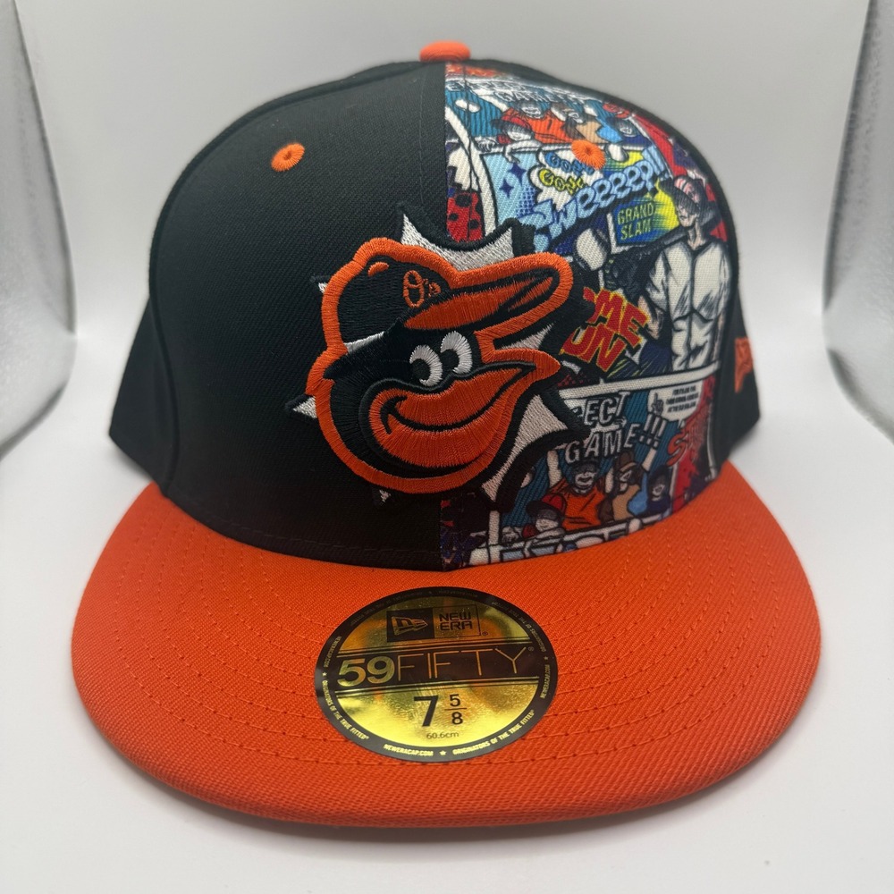 New Era 59FIFTY Baltimore Orioles Comic Print Fitted Hat 7 5/8 MLB Players Cap
